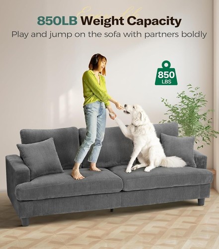 Grau sitzer corduroy sofa - 3,