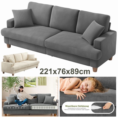 Cord sofa sitzer bequemes - 3,