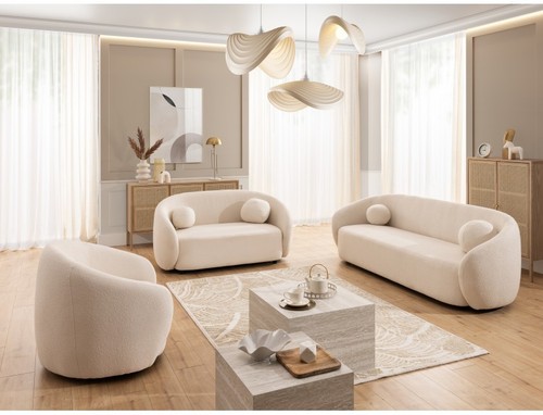 Sitzgruppe bouclé beige - 3+2+1,