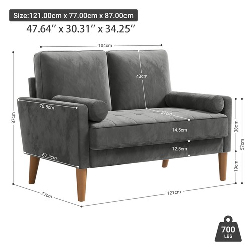 Grau samt kleines sofa - samt,